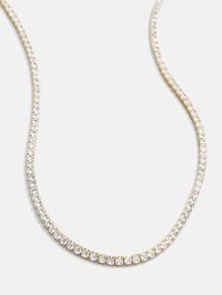 Bennett 18K Gold Adjustable Tennis Necklace - Gold/Pavé