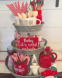 Sharing this tray on my cocoa/coffee bar for #thursdaytrays, thank you for the tag Cindy @cin4020! How perfect are my Rae Dunn sugar & cream set with red in the inside from my sweet bestie Jeannie @socraftysewcreative? I'm obsessed with them!! Thank you so much Jeannie!! ❤️❤️❤️ #hollyjollyhomedecor #decordaythursday