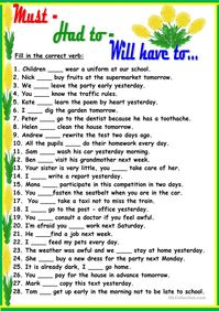 Must-Had to-Will have to... - English ESL Worksheets