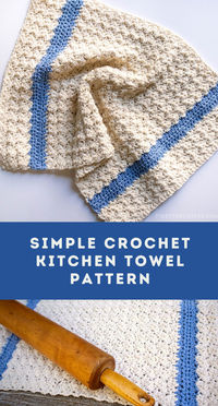 If you're looking for an easy crochet dishtowel pattern that has a unique and beautiful texture then this free crochet kitchen towel pattern might be the right crochet project for you. This free crochet kitchen towel is great for cleaning up messes or drying off those dishes you just washed. Pin this to your account today, so you can stitch it up later. #crochetpattern