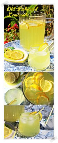 Old Fashioned Lemonade is so simple to make & utterly refreshing! Pared lemon slices , lemon juice, sugar and water are all you need to make this thirst quenching drink!.