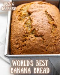 This Banana Bread is loaded with plenty of ripe bananas to give you lots of banana flavor in each bite! Banana Bread, Banana Bread Recipe, How to Make Banana Bread, Best Banana Bread, Perfect Banana Bread, Double Banana Banana Bread, i am baker, iambaker, baking, recipes, banana recipes