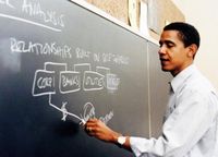 Barack Obama teaching at the University of Chicago Law School in the 1990s. Courtesy of Obama for America