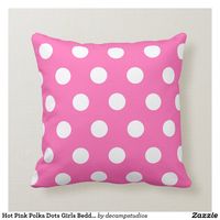 Hot Pink Polka Dots Girls Bedding Throw Pillow