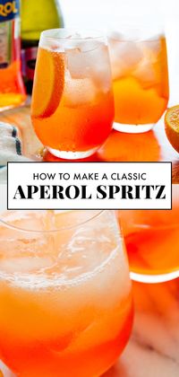 Learn how to make a classic Aperol spritz with this easy recipe! These Italian cocktails are bubbly and refreshing, and so easy to make at home. Pretend you're in Positano and pour yourself an Aperol spritz! #aperolspritz #cocktail #italianrecipe #cocktailrecipe #cookieandkate