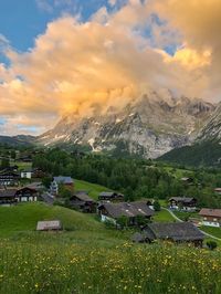 #holiday #switzerland #mountains #aesthetic #fyp #sunset #cabin #field #clouds