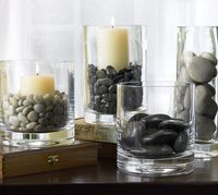 Loved the continuation of the river rock theme with the candles and vases, Mom.  REPINNING!  Wahoo!