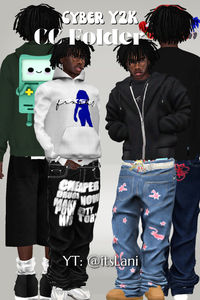 Male cyber y2k inspired looks using urban cc. 5 complete outfits with clothes cc, shoes cc and accessories cc.