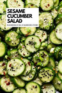 Simple, delicious, crunchy with a bit of spice- this refreshing Sesame Cucumber Salad is made with simple ingredients and makes the perfect no-cook side dish to all your summer meals.