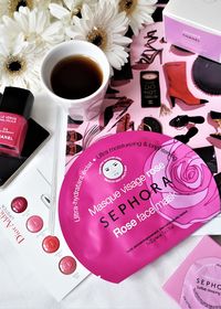 Masque Tissu Visage Rose Ultra-Hydratant Éclat de Sephora - Flat lay, avis blog