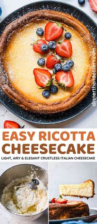 Ricotta Cheesecake is inspired by Italian cheesecake with a more light and airy texture. It's the perfect easy and elegant dessert.