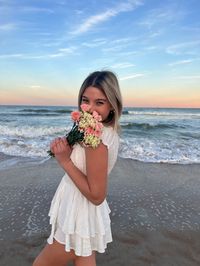 beach sunset in florida with flowers