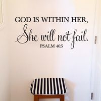 Psalm 46:5 Vinyl Wall Decal 2 by Wild Eyes Signs God is Within Her She Will Not Fail, Modern Wall Art, Bible Wall Words, Christian Word Lettering, Girl’s Bedroom, Teen Girl Decor, PS46V5-0002