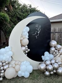 Zodiac Theme Birthday, gold balloons, libra birthday party, moon backdrop