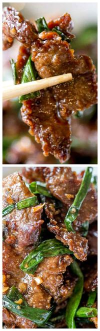 Mongolian Beef ~ Easy to make in just 30 minutes, crispy, sweet and full of garlic and ginger flavors you love from your favorite Chinese restaurant.