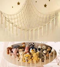 PRICES MAY VARY. Space Saving & Durable to Use - Measuring 51"*51"*65", this stuffed animal holder is large to hold a crowd of stuffed animals to save more floor space. Made from premium cotton, our macrame toy hammocks are soft, eco-friendly, and super durable for use. Practical yet Pretty Cute - Unlike the plain toy net, this handmade toy hammock net for stuffed animals not only keeps the plushies organized well, but also looks super cute as a beautiful room decor piece with a bohemian vibe wh