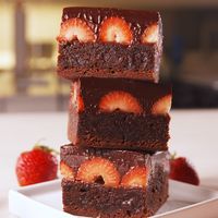 Chocolate Covered Strawberry Brownies.