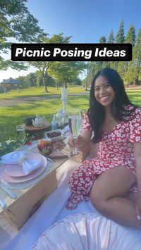 Are you planning a summer picnic photoshoot in a park? Save this pin for posing and prop styling ideas!