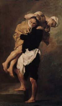 Study for Saint Camillo de Lellis Saving a Sick Man (~1746) - Pierre Subleyras - (French : 1699 – 1749)