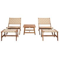 Darryl Patio Outdoor Chair and Ottoman Set - Natural/Light Brown - Safavieh.