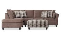 Virgo Brown 119'' 2 Piece Left Arm Facing Sectional with Ottoman | Bob's Discount Furniture & Mattress Store