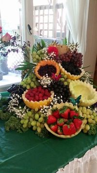 Cascading fruit platter | Fruit platter ideas wedding, Fruit buffet, Food displays