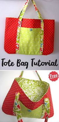 This tote bag is done slightly different to the standard tote where you make the outer bag and then the lining and pop one inside the other. You actually sew one lining to one outer fabric and then sew them all together after putting on pockets and handles.