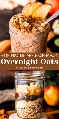 Start your day right with this high protein apple breakfast recipe! These Apple Cinnamon Overnight Oats are creamy, delicious, and packed with protein to keep you full all morning. Perfect for meal prep, this no-cook recipe combines juicy apples, warm spices, and a boost of protein for a nutritious and easy grab-and-go breakfast. Save this pin to enjoy a healthy, make-ahead breakfast any day of the week! 🍎🥣 #applebreakfast #highproteinbreakfast