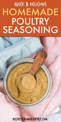 This Homemade Poultry Seasoning recipe is fragrant, full of flavor and so easy to make! In less than 10 minutes, you can have your very own homemade spice mix. Perfect for adding flavor to poultry, soups, casseroles and more, this homemade poultry spice mix is also a fun and affordable edible gift. #poultryseasoning #poultyspicemix #homemadepoultryseasoning #spicemixes #homemadespices #DIYspiceblend #spices #seasoning #spiceblends #poultry #ediblegift #glutenfree