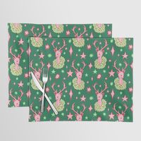 Retro Christmas Deer Pattern Placemat by Daydreamer Alley | Society6