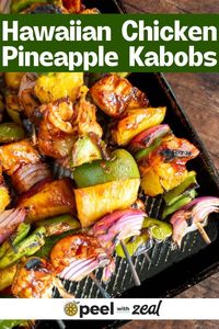 This Chicken Pineapple Kabobs recipe perfectly balances sweet and savory flavors. Marinated in a Hawaiian BBQ sauce, the chicken is skewered with pineapple and vegetables, then grilled to perfection.