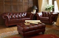 Chesterfield couches and ottoman