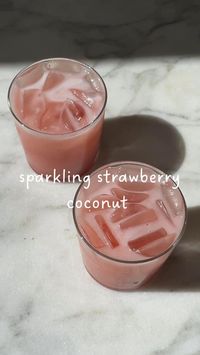 Sparkling Strawberry Coconut 🍓🥥 in 2022 | Healthy drinks, Healthy drinks recipes, Summer drinks