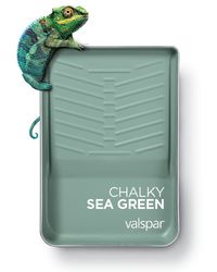 One of 12 Valspar 2019 Colors of the Year: Chalky Sea Green Available as: Green Water 5003-4A at Lowe’s Zinc Blue VR077B at Ace Zinc Blue V099-5 at independent retailers