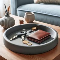 Keep your essentials organized and easily accessible with this sleek 3D printed round key and coin tray. Designed with a minimalist aesthetic, this catchall tray is perfect for holding your keys, wallet, coins, and other small items, making it an essential accessory for your entryway, coffee table, or office desk.  The smooth, modern design seamlessly blends with any decor style, while the durable 3D printed material ensures long-lasting use. Simplify your space and keep clutter at bay with this