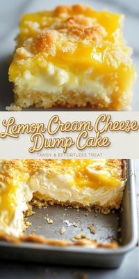 This lemon cream cheese dump cake is a zesty twist on a classic. The tangy lemon filling pairs perfectly with the creamy layer of sweetened cream cheese, all baked under a golden crumb topping. It’s easy, bright, and the ultimate spring or summer dessert. Serve it chilled or warm—it’s delicious either way! #DumpCakeDesserts #LemonCake #CreamCheeseDesserts #EasyBakes