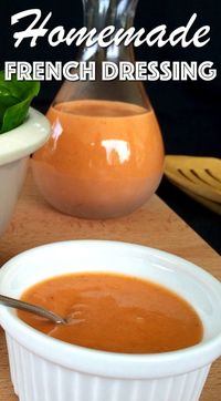 A delicious and creamy French Salad Dressing made in 2 easy steps. So tasty, I could almost drink it - Creamy Homemade French Salad Dressing.