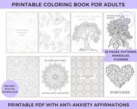 Therapy Coloring Book for Anxiety Relief, Mental Health Coloring Pages with Affirmations, Goodnotes Coloring Floral