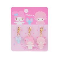 The My Melody charms will be a conversation starter at any gathering you got to! So irresistibly cute that it will be difficult to resist, making it the perfect gift for collectors and fans alike. Sanrio Authorized and Licensed Set of 3 Color: Pink Perfect for gifts and fans of Cinnamoroll Who is My Melody? My Melody is a little girl rabbit with white fur who always wears a red or pink hood and lives in the forest of Mari Land. Hello Kitty is one of her best friends.