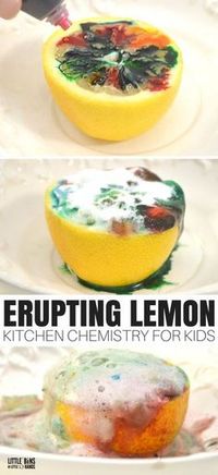 Great science is as simple as walking into the kitchen with this erupting lemon chemistry experiment! We enjoy all kinds of simple science and STEM using common household ingredients. This fun science activity can even be taken outside for easy clean up. Perfect for summertime science any day of the year