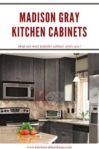 Madison Gray is a door style which features assembled kitchen cabinets. Kitchen Cabinet Kings American cabinets are perfect if you are looking for high-quality cabinets, at a price you can afford.