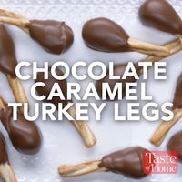 Nov 25, 2018- Mention turkey legs made of pretzels and chocolate, and the kids come running. Let them help by unwrapping caramels for this easy, no-bake treat.