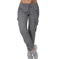 Fabric:Polyester; Gender:Women's; Style:Athleisure,Casual / Sporty; Occasion:Weekend,Leisure Sports; Fit Type:Regular Fit; Function:Comfort; Waistline:Mid Waist; Pattern:Plain; Design:Elastic Drawstring Design,Multiple Pockets; Special Size:Normal; Pants Type:Cargo Pants,Sweatpants,Joggers; Fly Type:Drawstring; Front page:FF; Production mode:External procurement; Hips:; Length:; Waist:; Fit US Size:null; Fit UK Size:null; Fit EU Size:null; Pants Length:Full Length