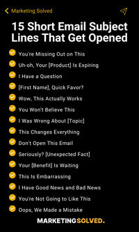 Here are 15 short email subject lines that get opened if you're looking to boost your email open rates. These subject lines are perfect for grabbing attention and increasing open rates with your audience.   Linked our free business guide for ya!   helpful: email subject lines // open rates // email marketing tips // subject line ideas // increase email engagement // email strategies // #emailmarketing #emailsubjectlines