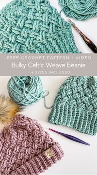 Free crochet pattern for my blog subscribers. Bundle up and stay cozy in the Bulky Celtic Beanie. The crochet hat is thick and warm with a fold-over band and Celtic weave cables. Sizing includes baby to adult with a step-by-step video tutorial on YouTube. Designed in a beautiful bulky weight cotton yarn available in gorgeous modern tones.