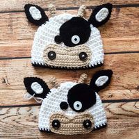 Black & White Crochet Cow Beanie Pattern by Katherine Rombold Tarr - Stardust Gold Crochet