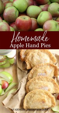 Apple Hand Pies with apple pie filling inside pie crust or biscuit dough. This apple pie recipe has homemade apple filling, hand pies can be frozen.