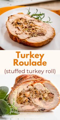 Roasted Turkey Roulade is a delicious dinner alternative to cooking a whole turkey. This easy turkey roll recipe is the perfect blend of sweet and savory flavors. Wow your guests with this make-ahead Turkey Roulade Recipe.