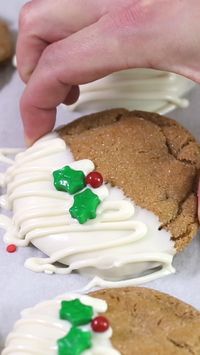 White Chocolate Dipped Gingerdoodles… so soft and full of flavor! The ultimate Christmas cookie! #cookies #cookierecipes #christmas #christmasrecipes #cookiedecorating #cookieart #recipevideo #recipe #iheartnaptime