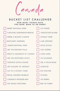 Canada bucket list